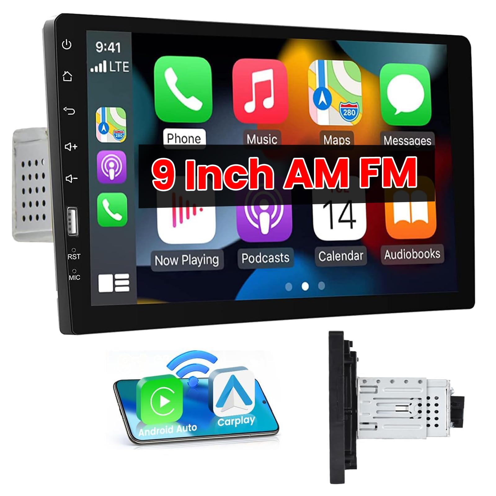 Amazon.com: 9 Inch Single Din Car Stereo Wireless Carplay Android